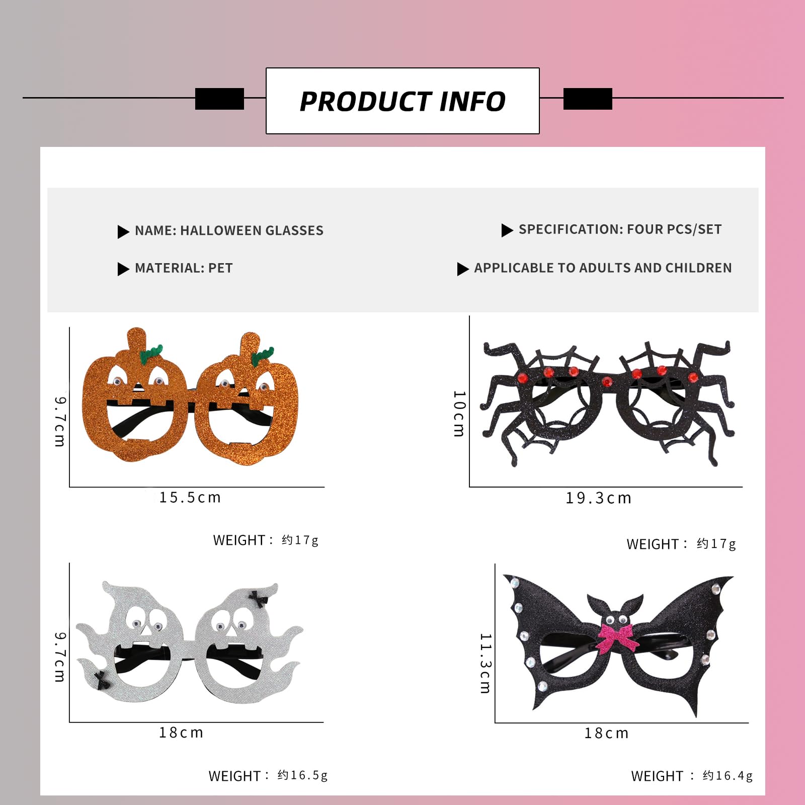EULAPGOE 4PCS Halloween Paper Eyeglasses Novelty Fun Halloween Funny Glasses Paper Party Decorative Glasses Pumpkin Spooky Spider Bat Cosplay Halloween Party Decorations Favor Supplies for Kids Adults - Image 2