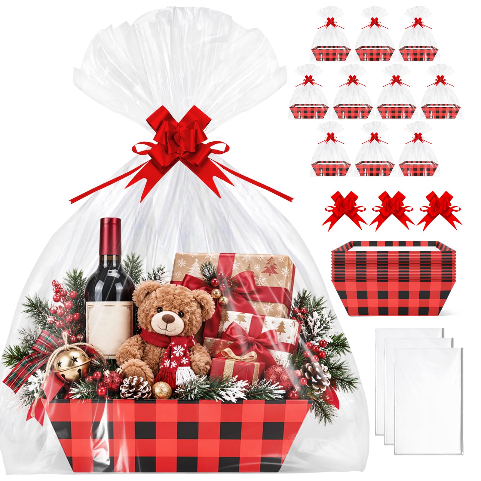 HOMIEE 10 Pack Christmas Gift Baskets Empty, Sturdy Hamper Basket for Gifts