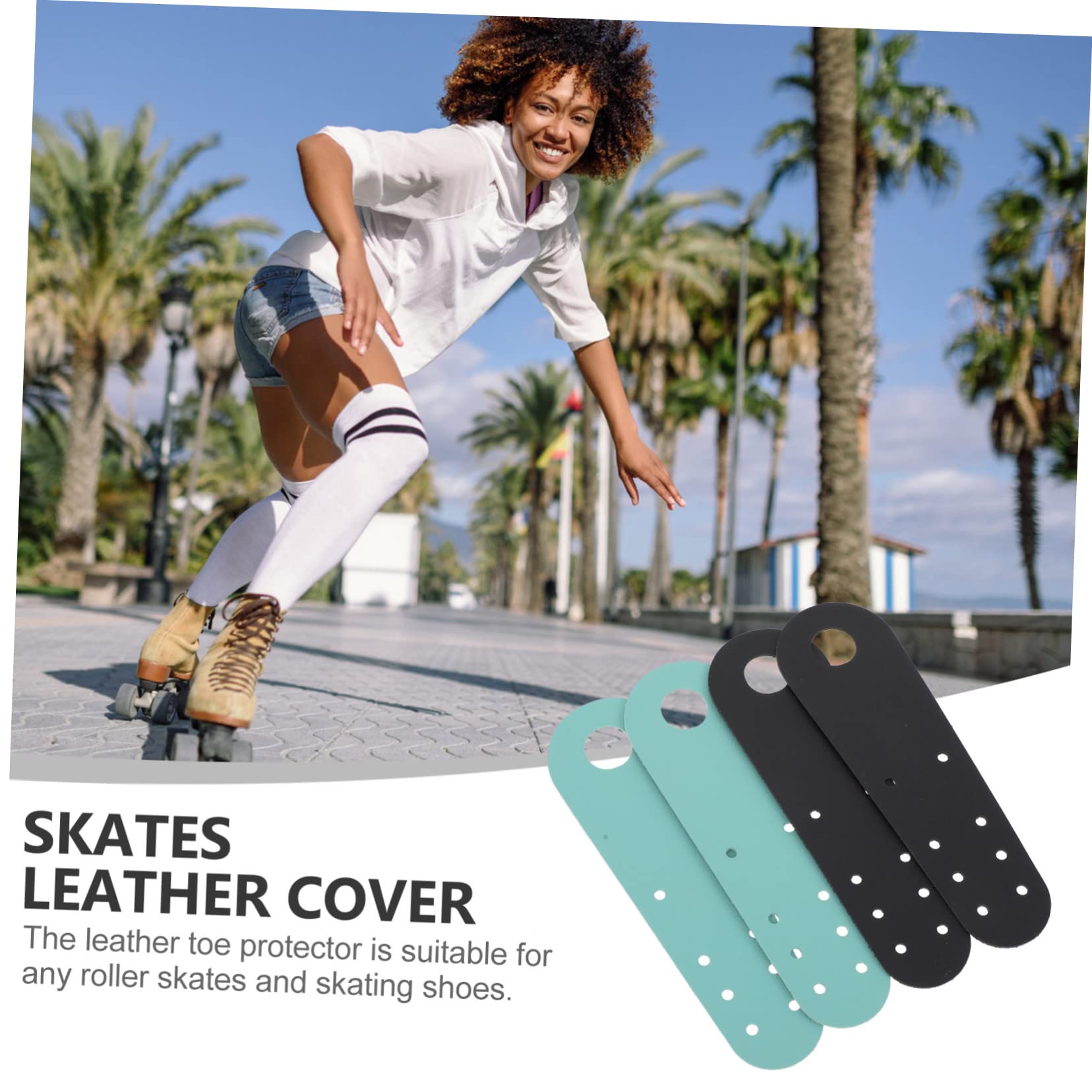 Sosoport Housse De pour Patins À Glace Protège-Orteils Protège-Patins Protège-Patins Embout en Mousse Entretoises pour Patins À Glace Housse De en Cuir Rigide