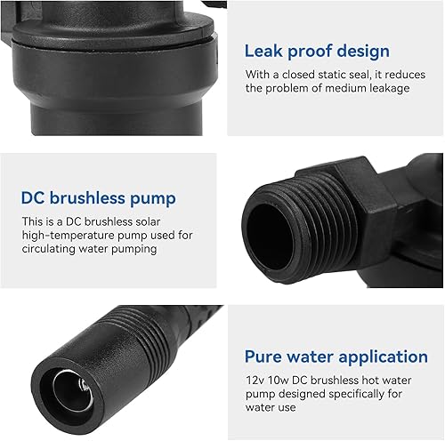 Miniatura 5 de Bomba sin escobillas de 12v Dc, bomba de agua solar de 10w Bomba de agua solar de alta temperatura para fuente Sistema de circulación de agua de