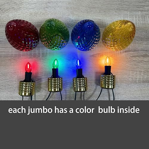 Miniatura 5 de NIOSTA Luces de camino de Navidad jumbo, cadena de luces de 8 pies con estacas, 4 bombillas LED multicolor, enchufe y conectables