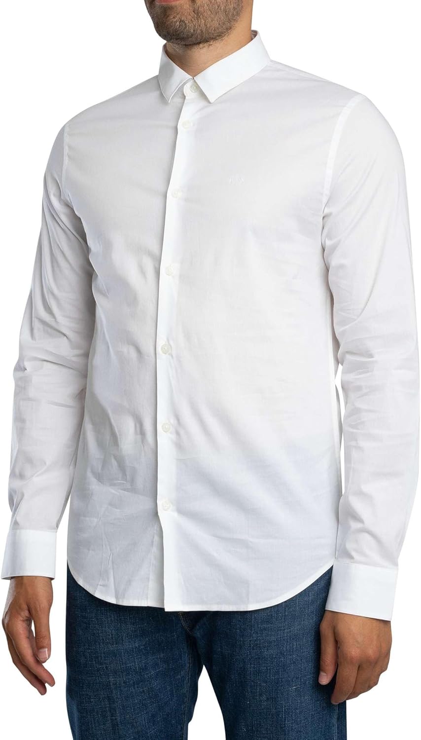 Armani Exchange Mens Stretch Poplin Button Down Shirt