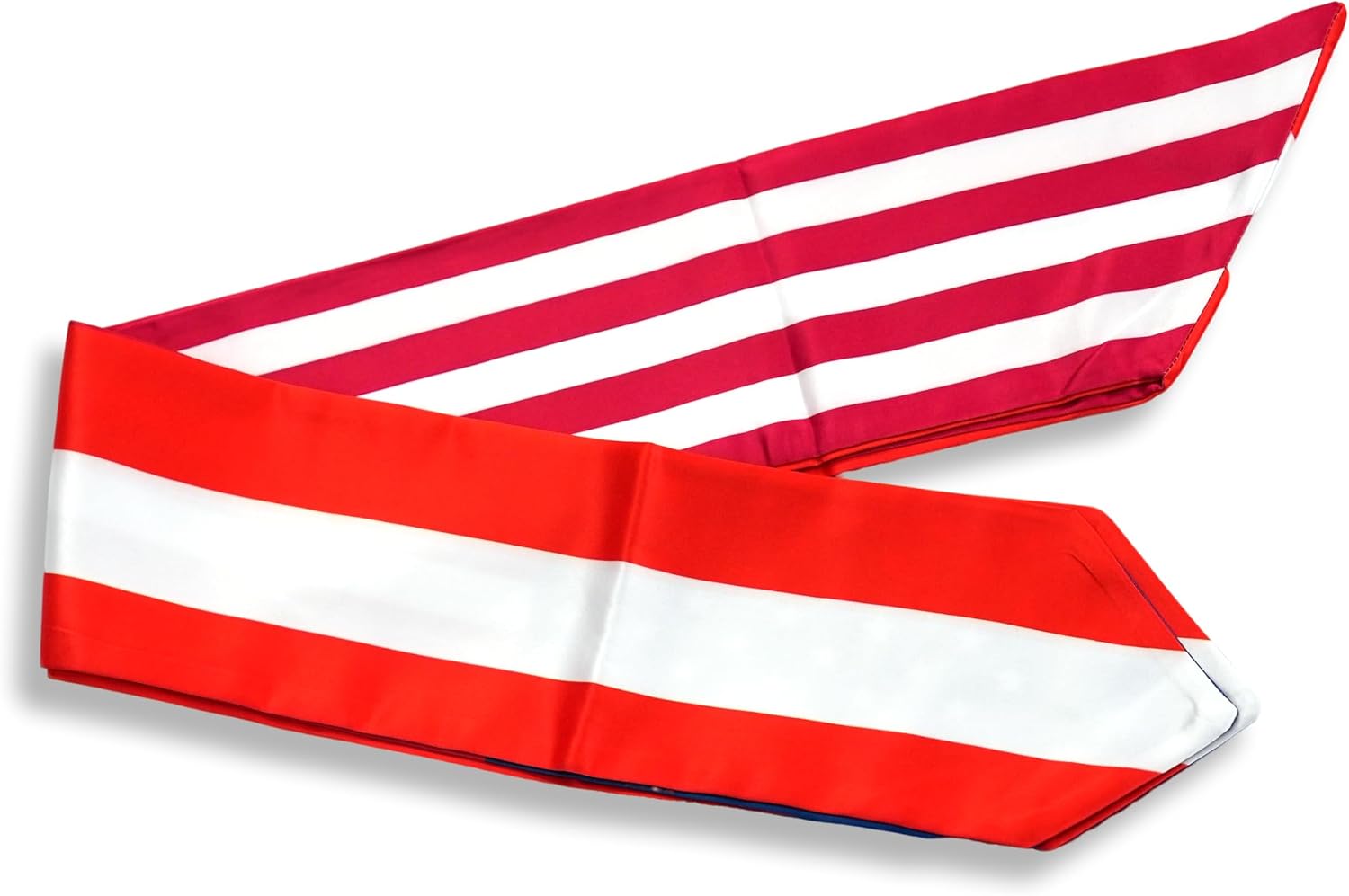 USA And Austria Flag Graduation Stole,Satin Embroidery Graduation Sash for International Students,72 Inch Length.