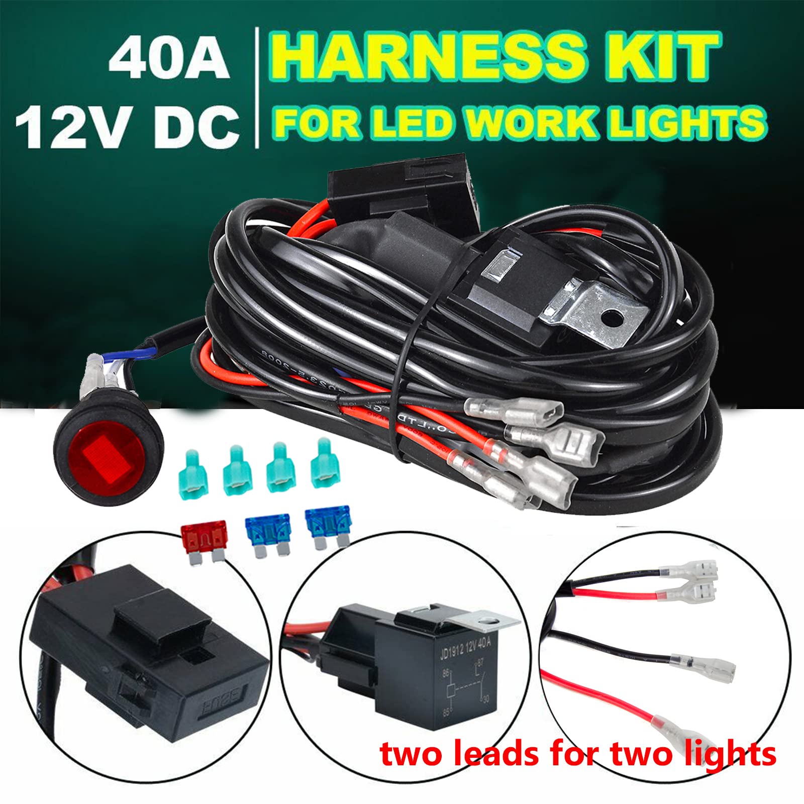 PICAA 2x 7 cali 120W listwa świetlna LED 4x4 z zestawem wiązki przewodów 12V, potrójne rzędy punktowe i powodziowe światła robocze, wodoodporna lampa przeciwmgielna do samochodów terenowych ciężarówek