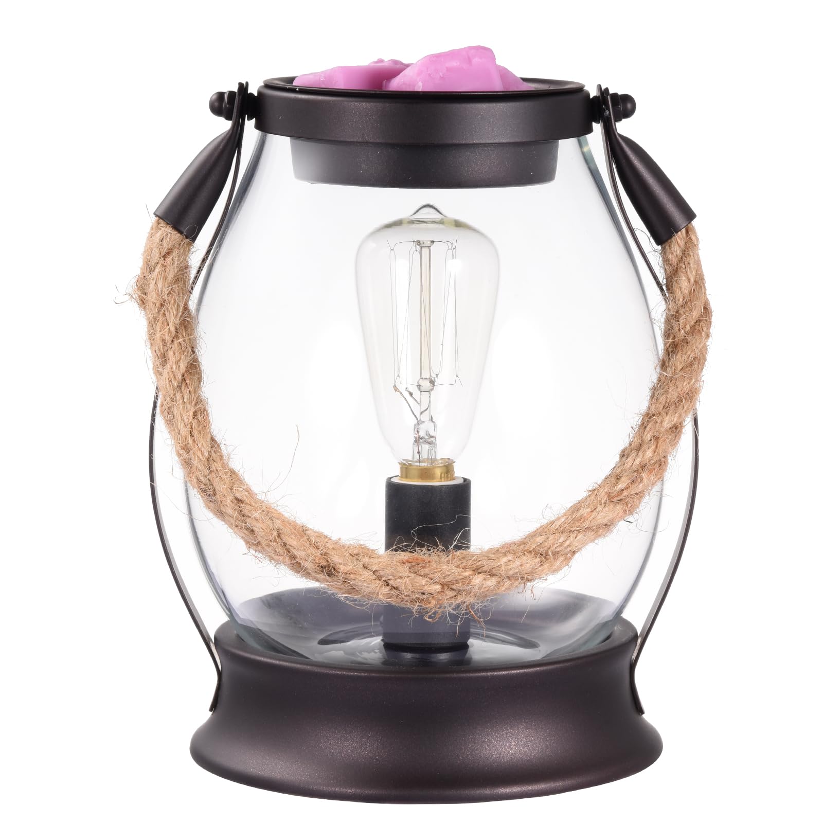 DorephineElectric Wax Burners,Rustic Metal Oil Burner,Wax Melt Burner with 40W Edison Bulb for Home Décor (Lantern)