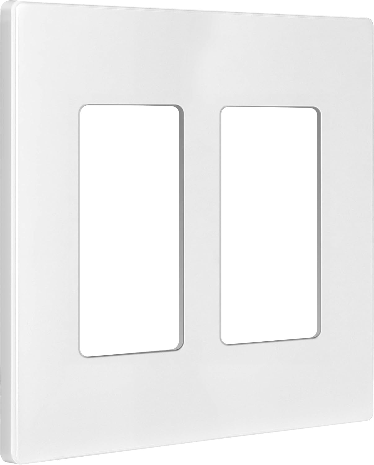 ENERLITES - SI8832-W-STICKER Screwless Decorator Wall Plates Child Safe Outlet Covers, Size 2-Gang 4.68" H x 4.73” L, Unbreakable Polycarbonate Thermoplastic, SI8832-W, Glossy, White : Everything Else