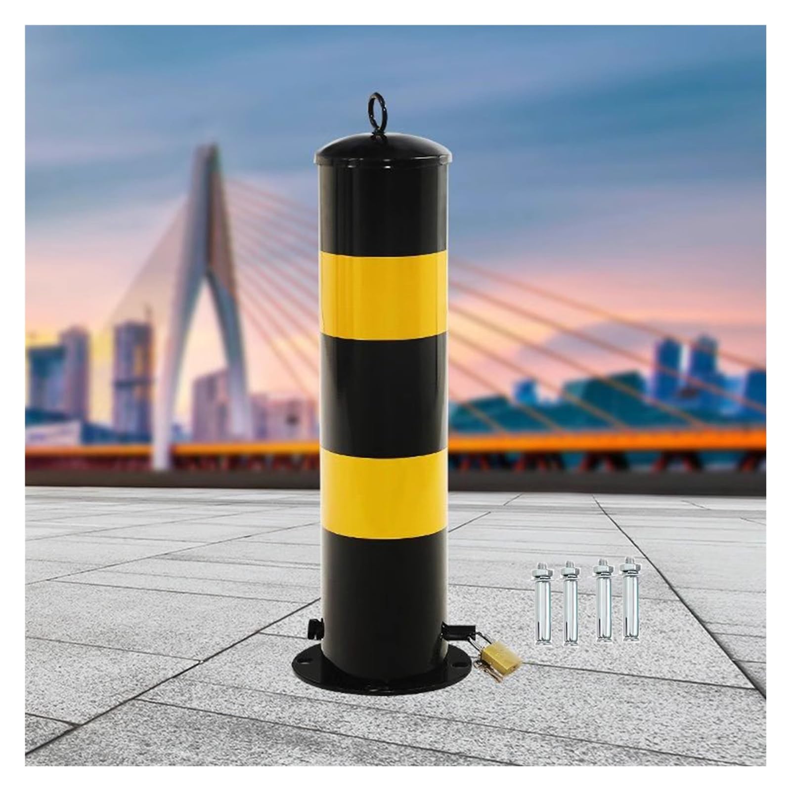 WQPMNYG Removable Parking Barrier Post with Lock, Traffic Safety Bollard for Driveway, Secure Parking Solution for Lots