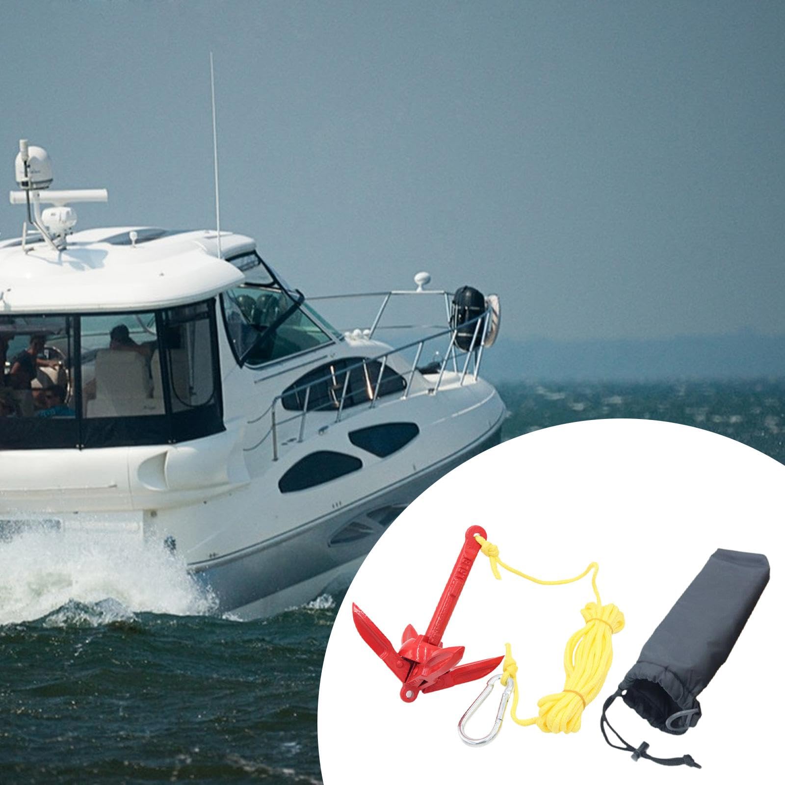 Qianly Bootsanker 0,7 Kg, Faltbar, Klauenanker Aus Kohlenstoffstahl, Vier Ausführungen mit Haken