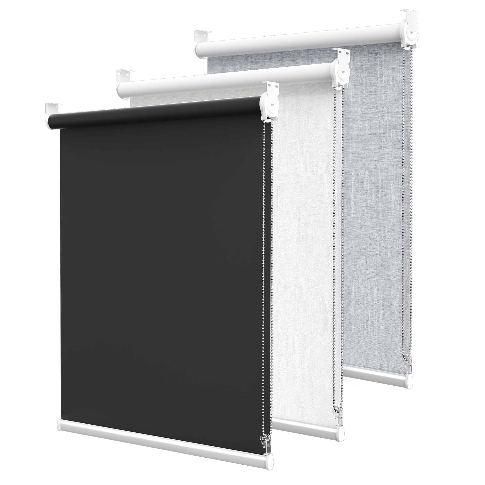 GENIMO 100% Blackout Blinds for Windows, Roller Shades for Indoor Windows, Thermal Insulated, UV Protection Fabric. Window Shades for Home, Bedroom, Living Room. Easy to Install, Black, 60" W X 72" H