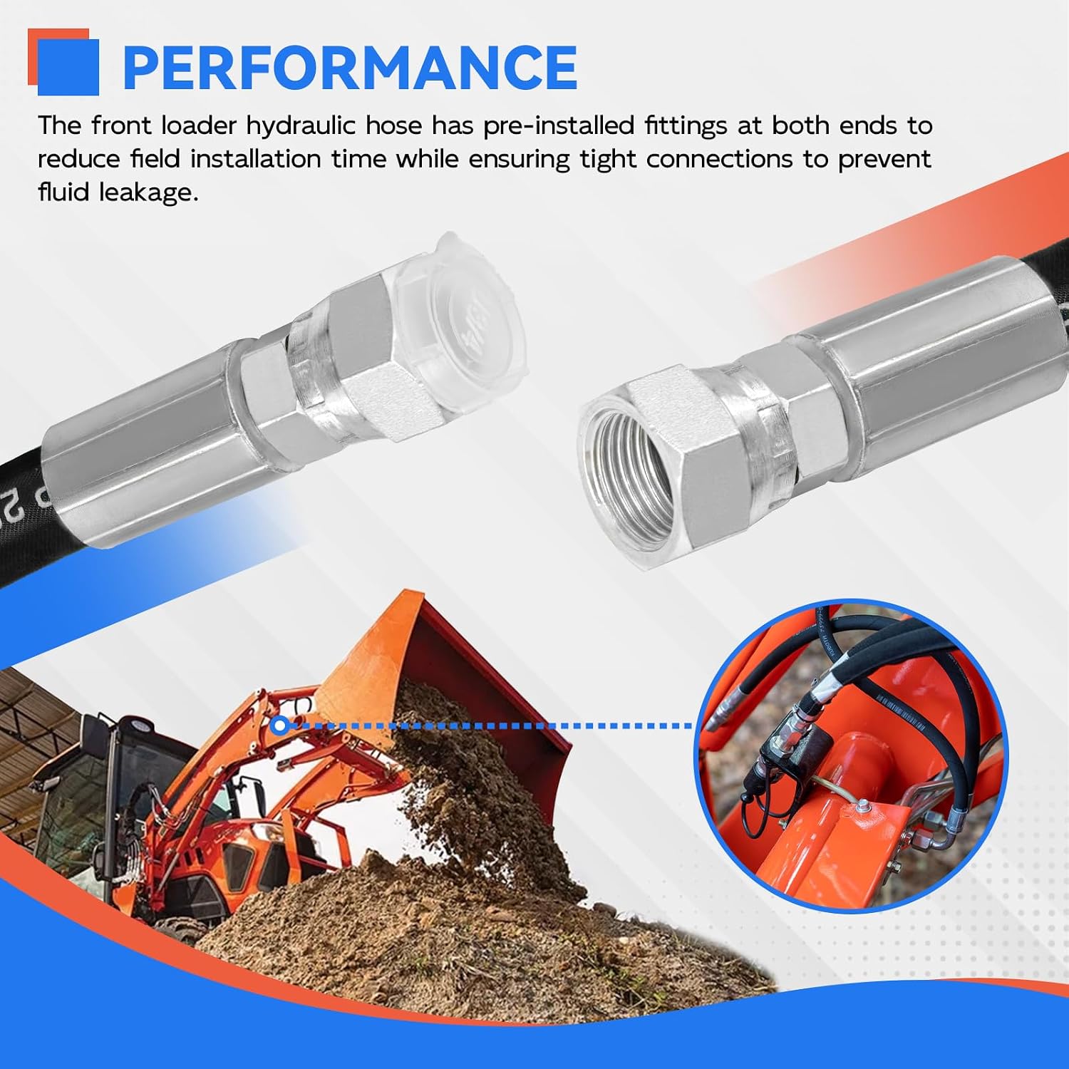 Hydraulic Hoses Kit Fits for Kubota LA350A, LA401, LA402, LA402-1 Boom & Bucket Cylinder Hose Kit 7J303-76610, 75535-66620, 7J999-95562 Front Loader Hose Kit Hydraulic Hose