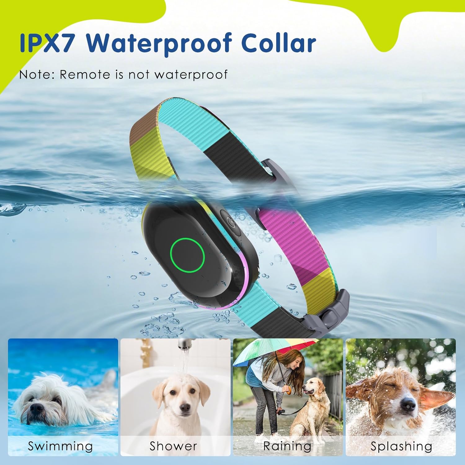Dog Shock Collar & Dog Bark Collar, 2 in1 Collar Dog Bark Training Collar with 5 Adjustable Sensitivity, 3 Training Modes, 3300FT Remote, IPX7 Waterproof, Rechargeable for Dogs (Multi-Color)