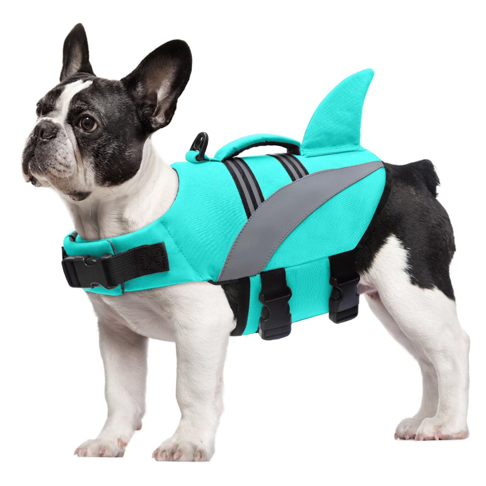 Oslueidy Chaleco Salvavidas para Perros Chaleco Salvavidas para Tiburones de Alta Flotabilidad Chaleco Salvavidas para Perros Chaleco de Seguridad para Mascotas Bote de Natación Bañador (Azul, XS)