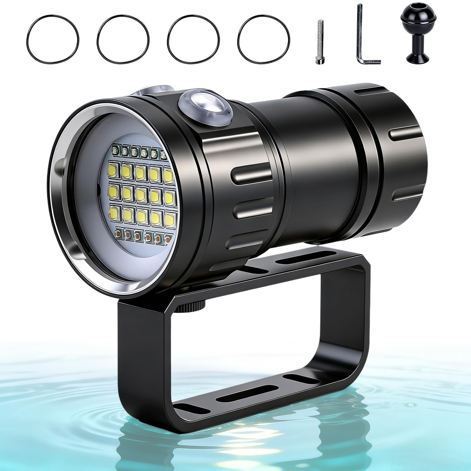 Torcia Subacquea Super Luminosa, Torcia Subacquea Ipx8 18000lm 500m Torcia Subacquea Subacquea Campo Esterno Torcia A LED Luci Sommergibili per Sport Acquatici All'aperto