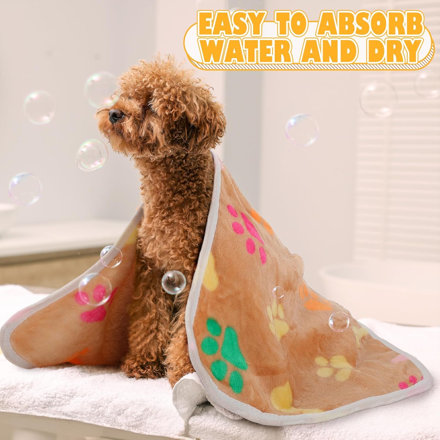 Chumia 18 Pcs Fleece Pet Blanket Soft Warm Sleep Mat Fluffy Cute Puppy Supplies Paw Bone Star Elephant Dot Heart Print Design Bed Blankets for Dog Cat Kitten Animals(30 x 20 Inch,Cute) - Image 7