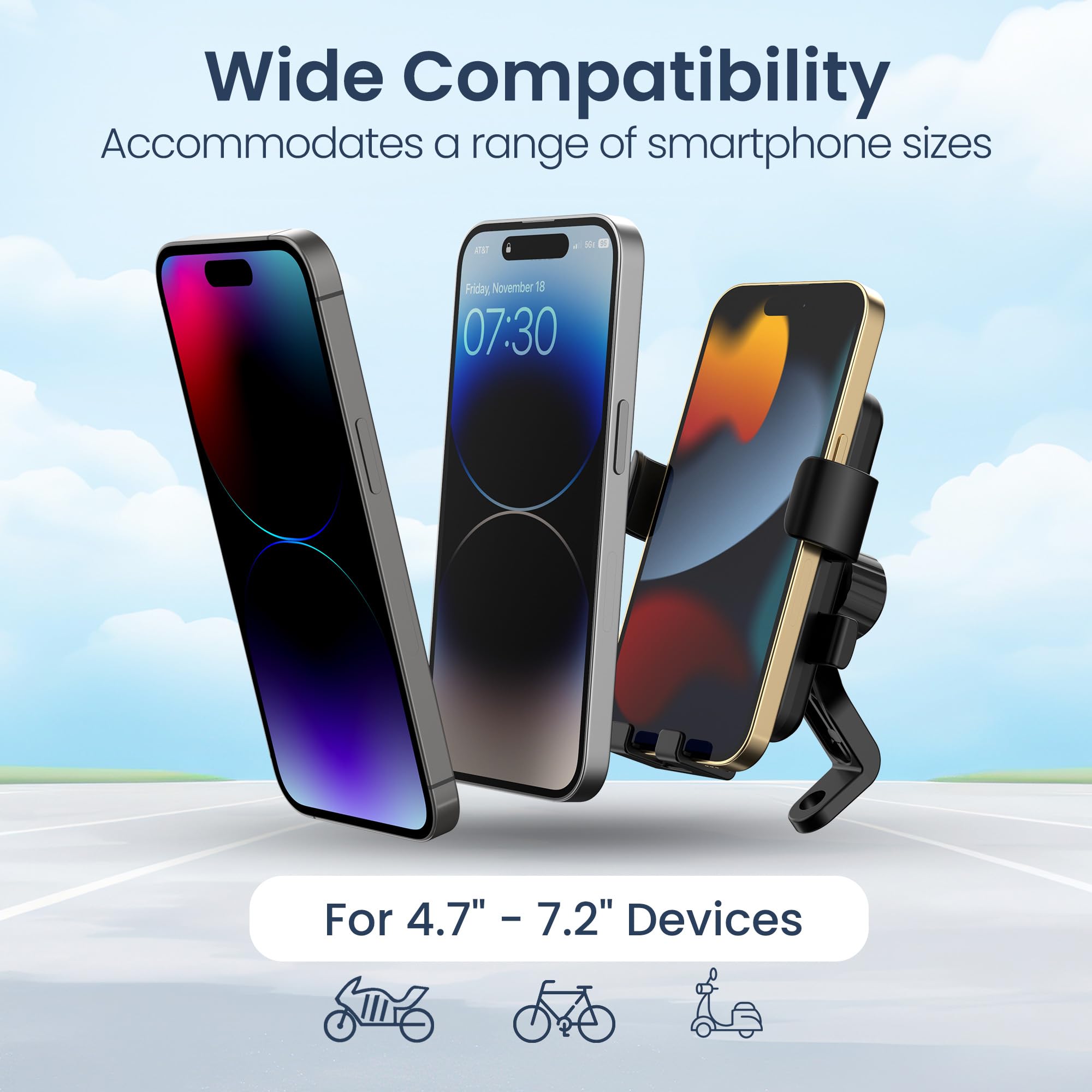 Portronics Mobike 5 Scooty/Scooter Phone Holder with Mirror Mount, 360 Degree Rotation, Strong Grip, Compatible with 4.7" to 7.2" Smartphone, Mobile Stand for Scooter, Cycle & Motorcycle (Black) — Amazon image 6