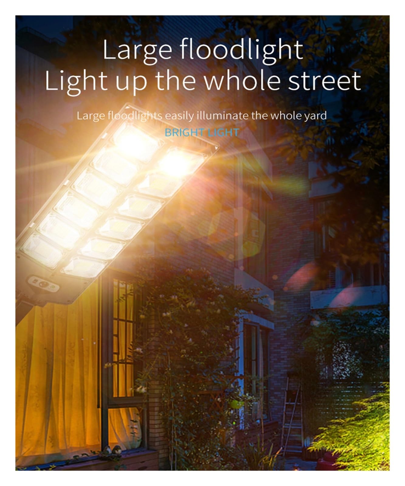 Lampy Solarne Zewnątrz, Słoneczne lampy uliczne zewnętrzne wodoodporne 8000lm wysoka jasność lampa LED od zmierzchu do świtu z pilotem na czujnik ruchu do ogrodu,Do ogrodu, ulicy, werandy(Brown)