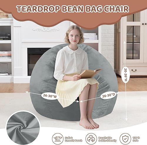 Miniatura 95 de Puf de 5 pies, puf grande con relleno de espuma viscoelástica, sofá puff esponjoso con funda de terciopelo holandés, puf redondo para sala de estar,