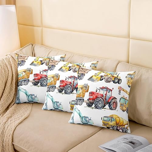 Miniatura 4 de Fundas de almohada decorativas para excavadora para niños, fundas de almohada retro para sofá del hogar, fundas de cojín para tractor, maquinaria de