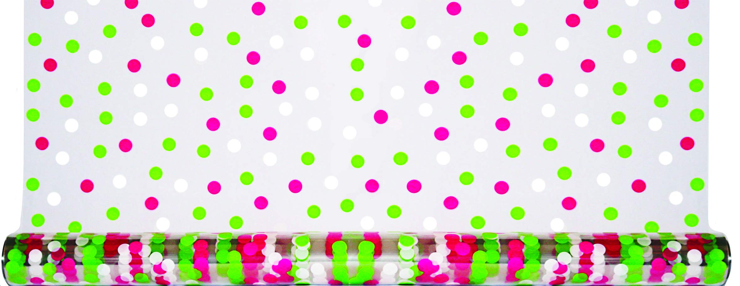 Rouleau cello pois blanc rose vert comme film plastique créatif