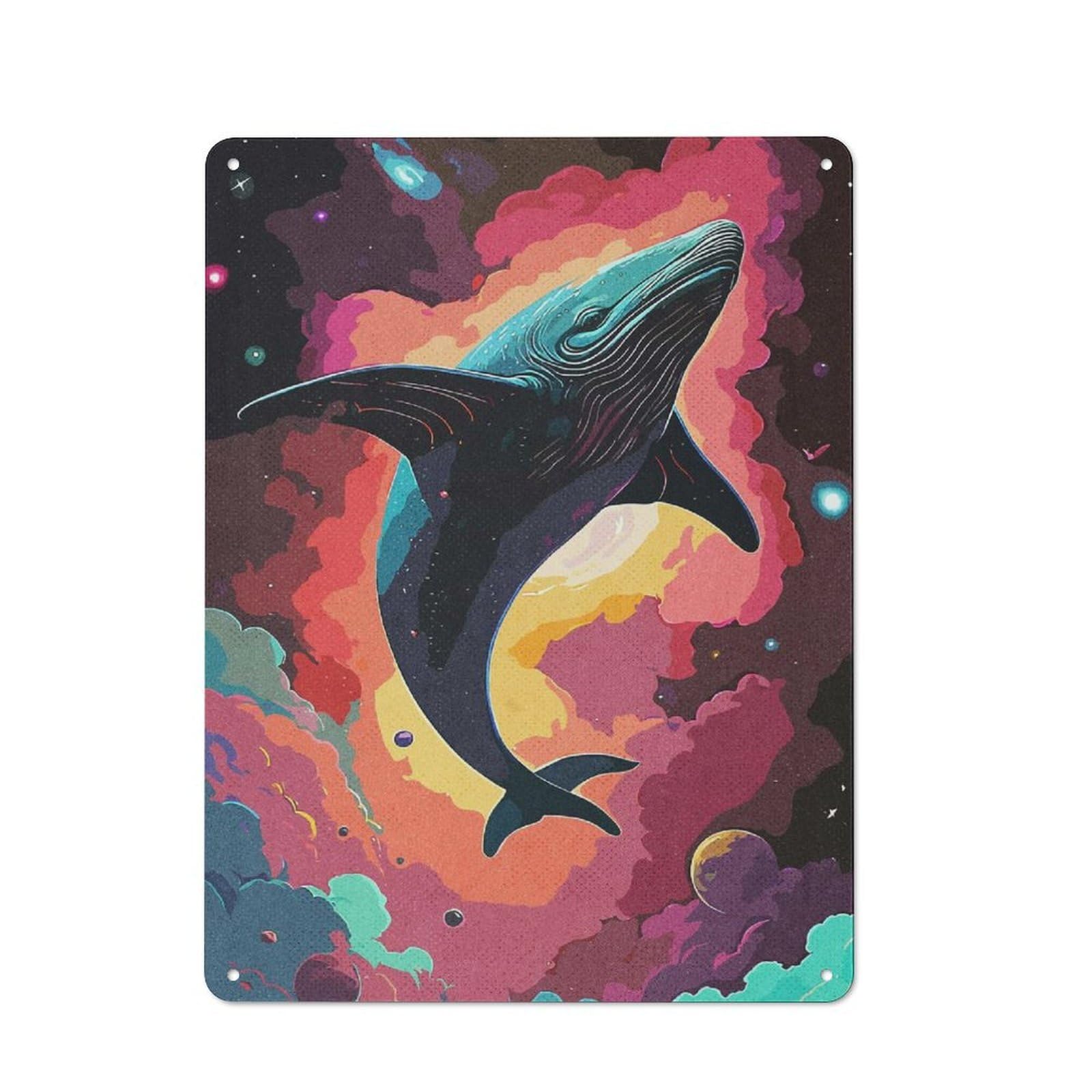 Junmoney Space Shark Smart Decorative Metal Sign 40X30cm, Studio Wall Plaque For Hobby Room, Office, Lounge Or Living Room