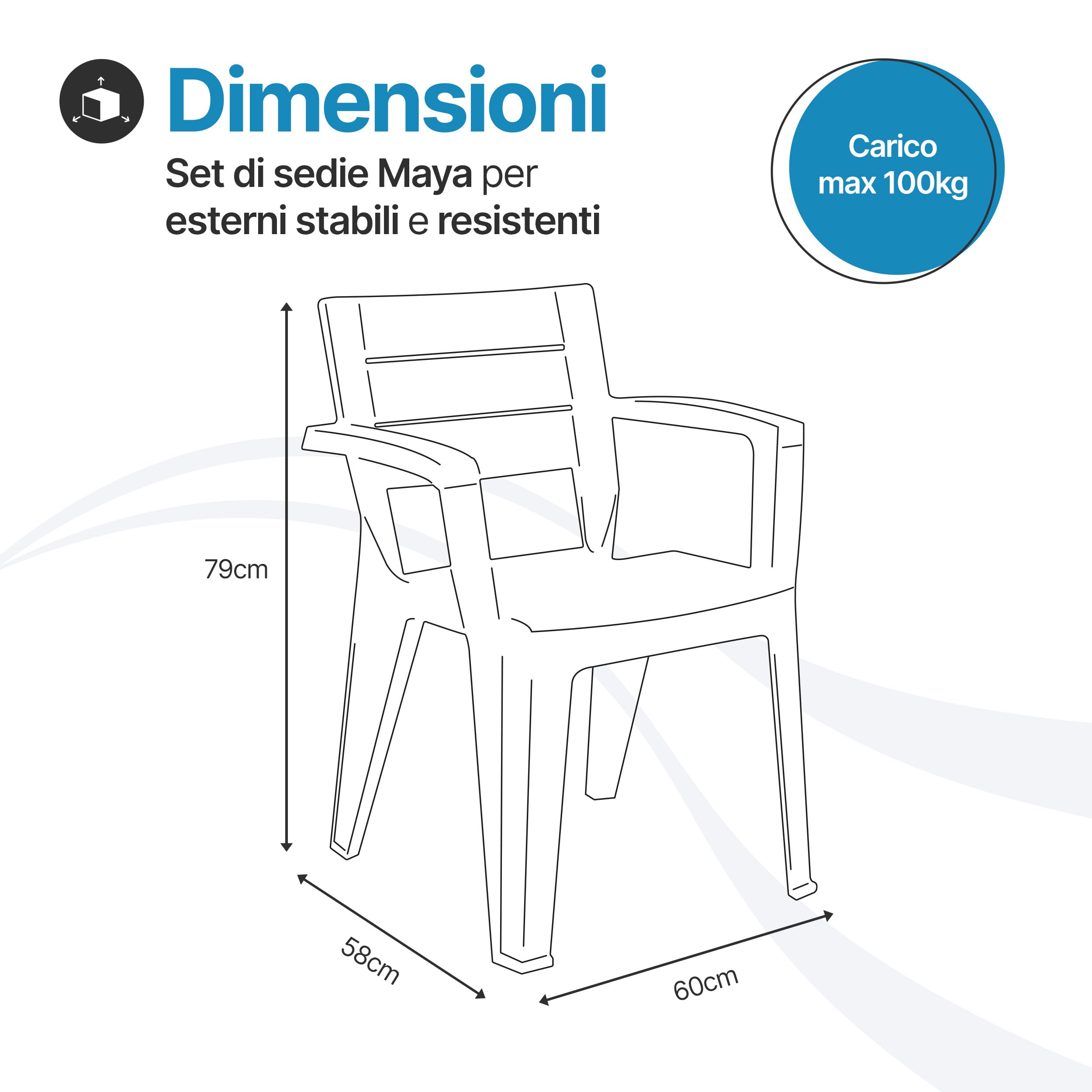 Tomaino - Set 6 Sedie Da Giardino In Plastica Maya - Sedie Plastica Impilabili Con Braccioli e Schienale a Doghe - Sedia Giardino Per Esterno, Terrazzo o Bar - Nero
