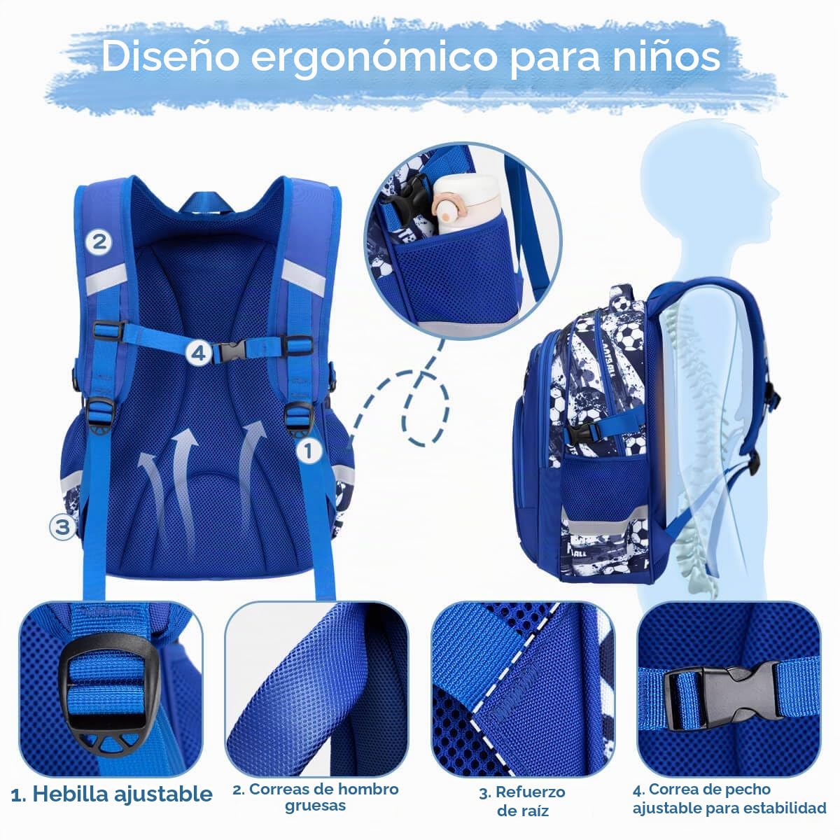 Cusangel Mochila escolar para niñas y niños, 16 pulgadas, mochila escolar de 5 a 10 años, gran capacidad, impermeable, con compartimento para portátil, mochila para niños