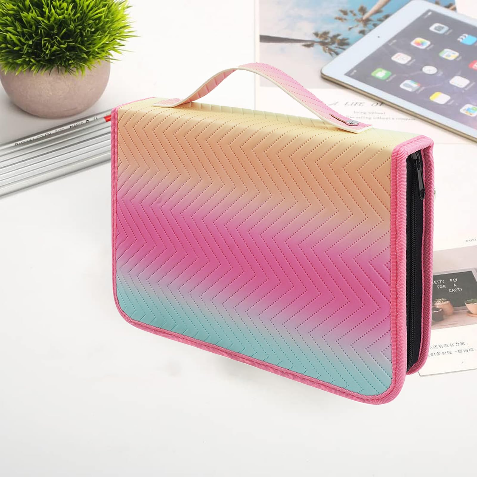 Daerthotk Colored Pencil Case 80 Slots Pencil Holder with Zipper Closure Large Capacity for Watercolor Pens, Organizer for Artist - Image 5