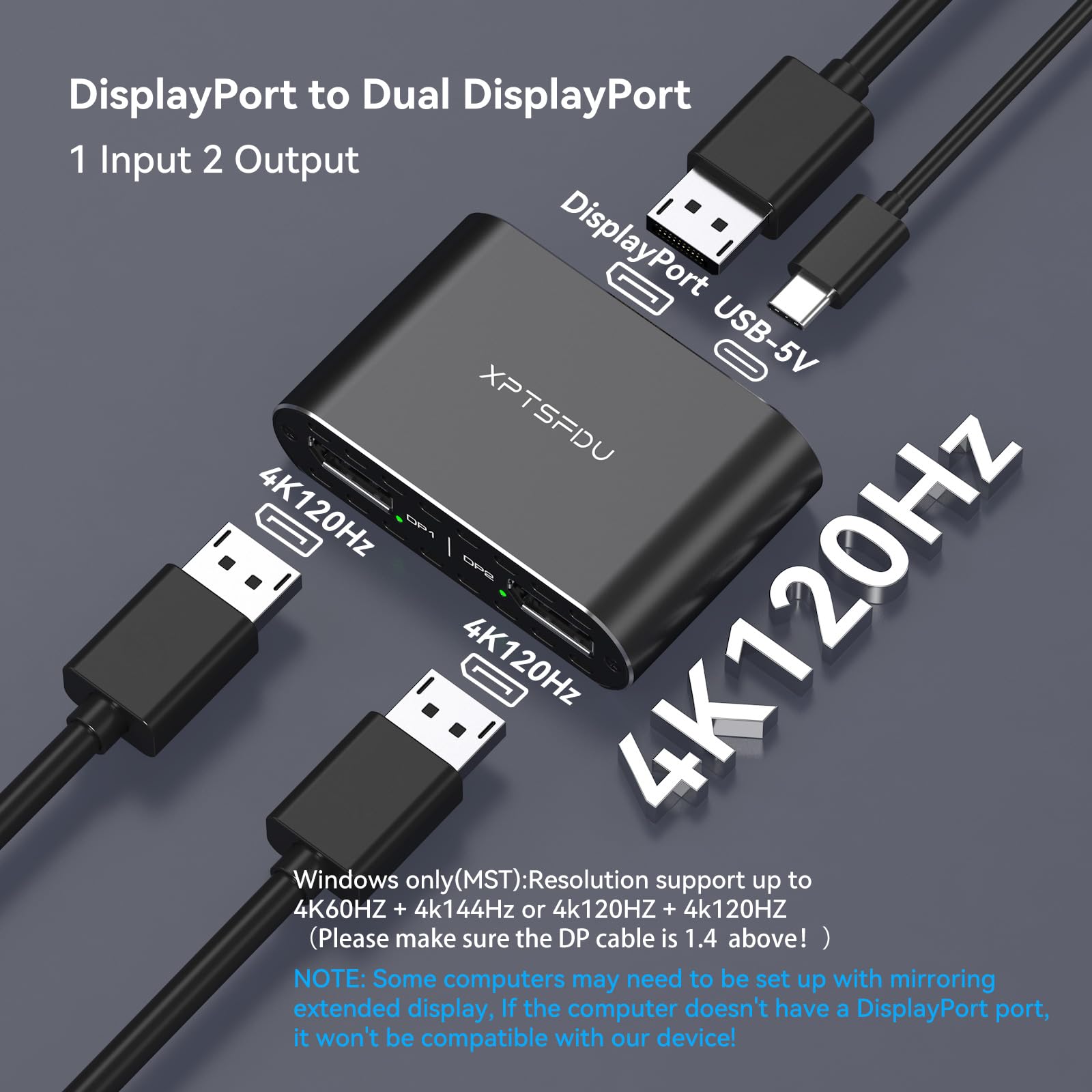 4K ディスプレイポート　スプリッター Amazon | XPTSFDU DisplayPort - デュアルディスプレイポート