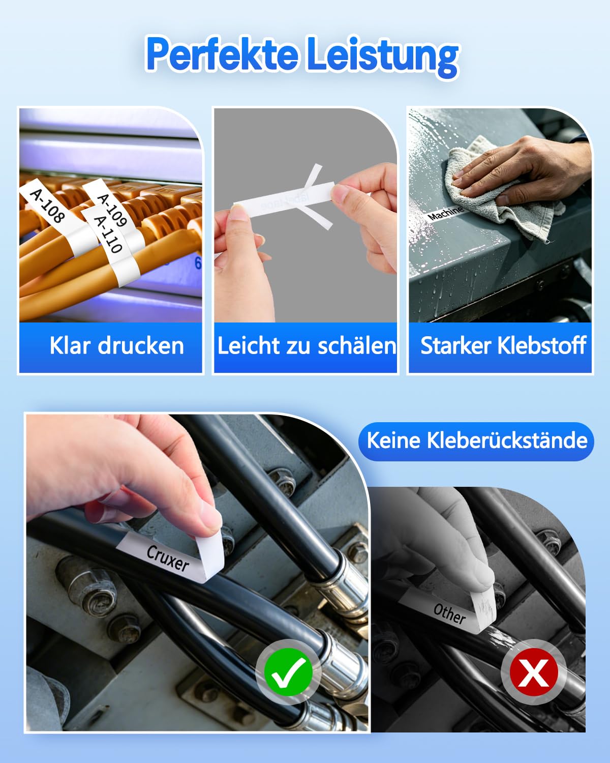 Cruxer 50er-Pack Kompatibel mit Ptouch TZeFX221 9 mm Schwarz auf Weiß | TZeFX221 Flexible ID laminiertes Etikettenband Ersatz für Ptouch PT-H110 H100 H105 P300BT E110 D200 Etikettendrucker