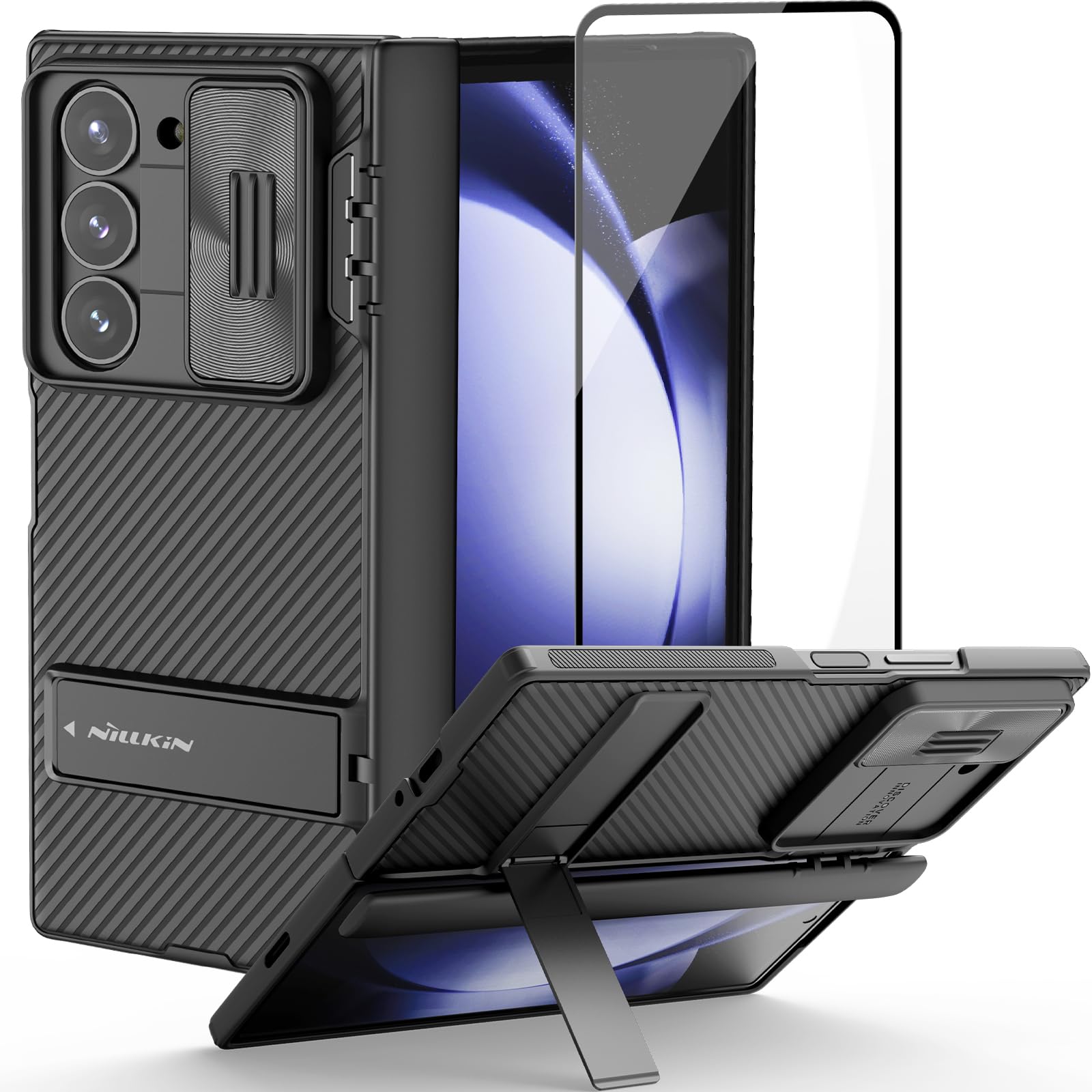 Nillkin Case for Samsung Galaxy S23 Ultra (6.8" Inch) Super Frosted Shield Pro Hard Shell Case Back Soft Border (PC + TPU) Shock Absorb Cover Raised Bezel Camera Protect PC Black Color