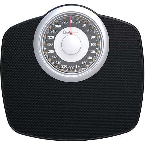 Adamson Báscula A25 para peso corporal, hasta 400 libras, esfera de 5.3 pulgadas en plataforma de 12.4 x 10.2 pulgadas, superficie de goma