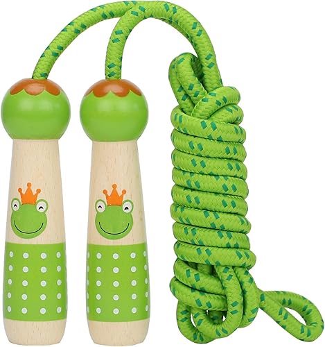 EGOSKY Cuerda de saltar para niños, 7.2 pies, ajustable, de algodón, con mango de madera, para niños y niñas, actividades al aire libre