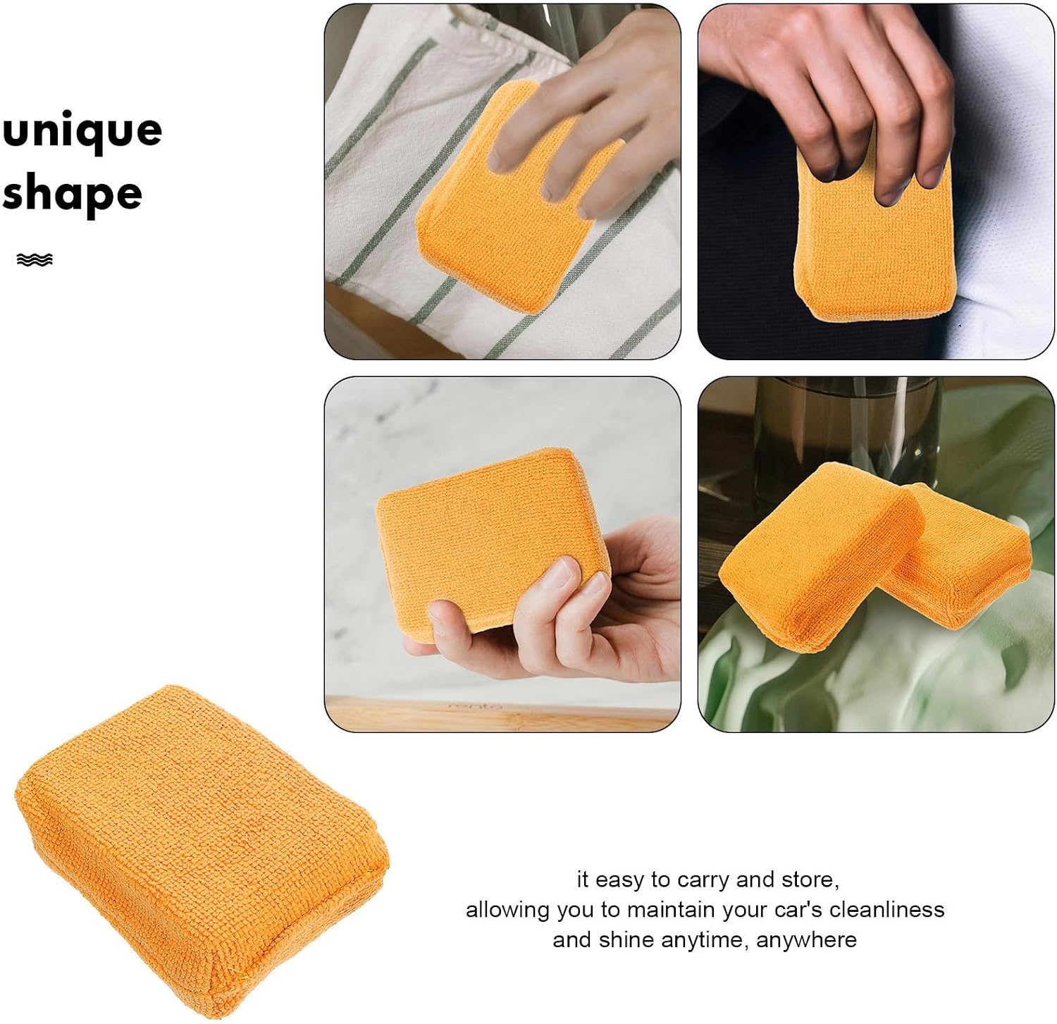 5pcs Microfiber Car Applicator Pads for Car Detailing and Waxing with Polishing Power and Efficient Cleaning for Household Cleaning and Buffing