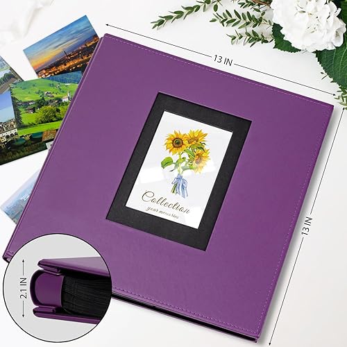 Miniatura 2 de Álbum de fotos de 4 x 6 pulgadas, 600 fotos, cubierta de piel, capacidad extra grande, capacidad para 600 fotos horizontales y verticales de 4 x 6