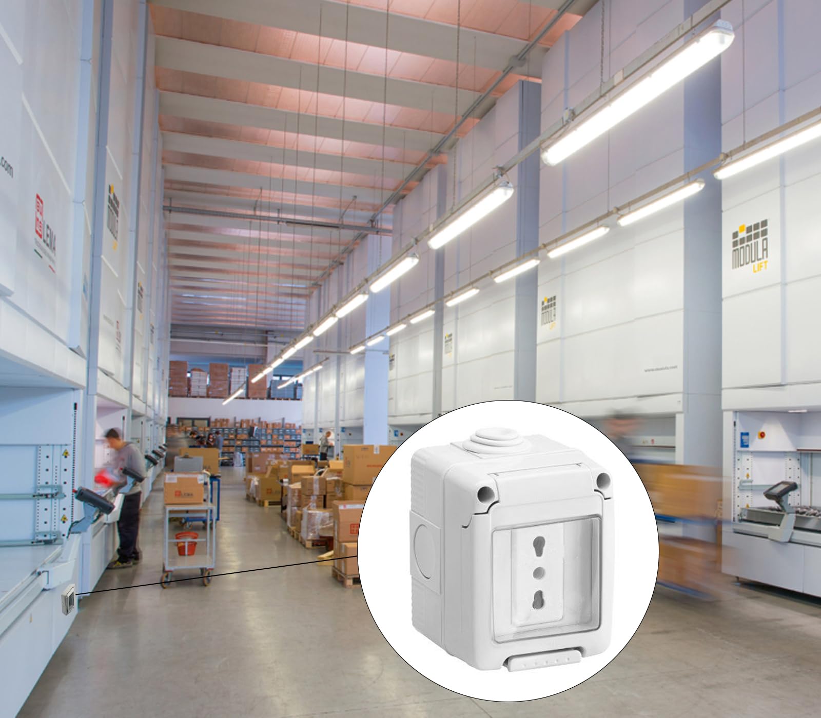 Contenitore Stagno 1 Modulo da Esterno IP55 Con Sportello Presa Civile