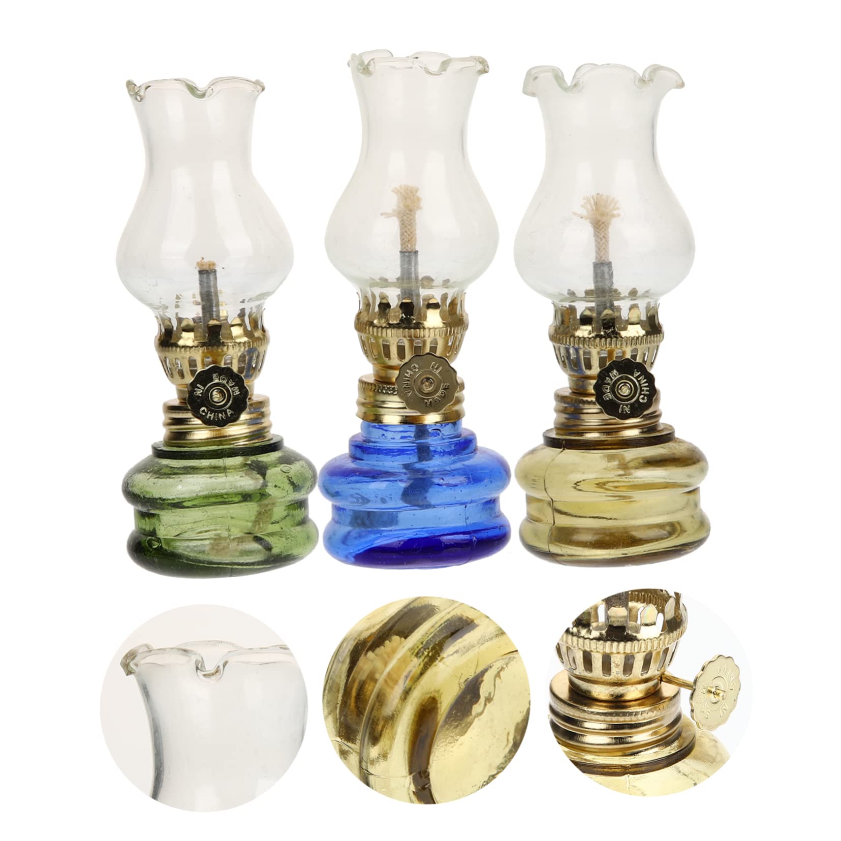 TOPBATHY 5 Sätze Kerosinlampe Tischlampe The Desk Lamp Pultleuchte Kerosinlaterne Table Lamps Lampen Hurrikan Tischdeko Rustikale Petroleumlampe Öllampe Mit Großer Kammer Glas 3 Stück * 5