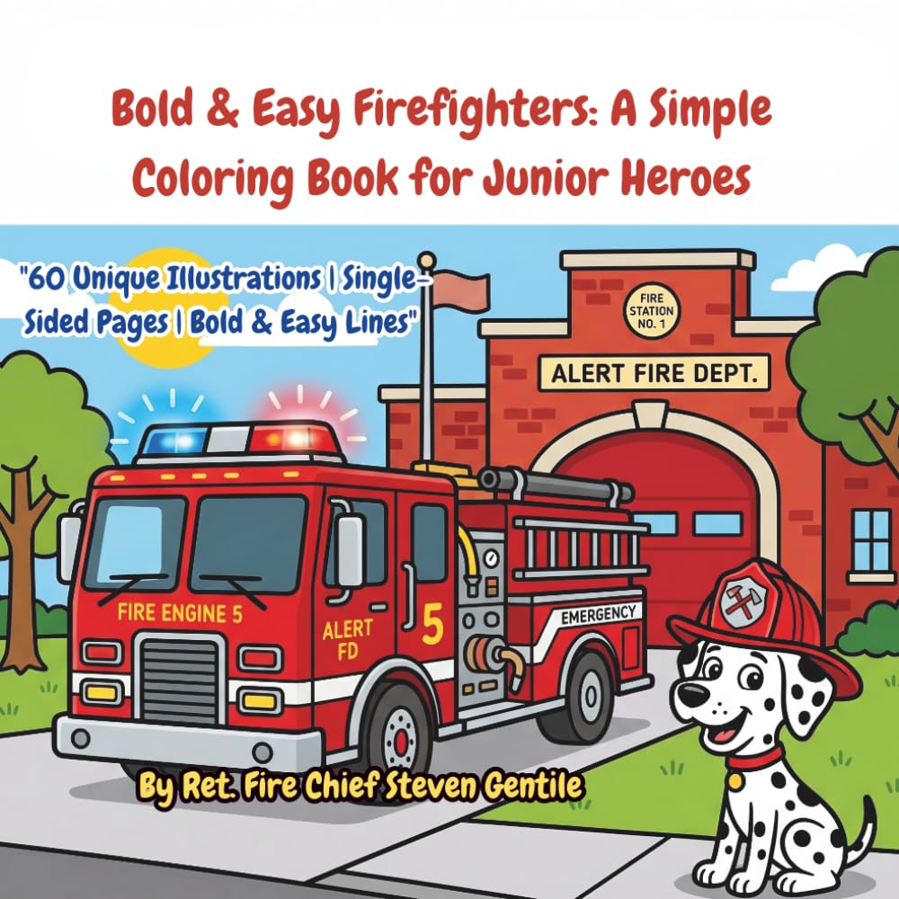 Bold & Easy Firefighters: A Simple Coloring Book for Junior Heroes: 0 Large Print Designs of Fire Trucks, Rescue Scenes, and Fire Safety with Ultra-Thick Lines for Kids