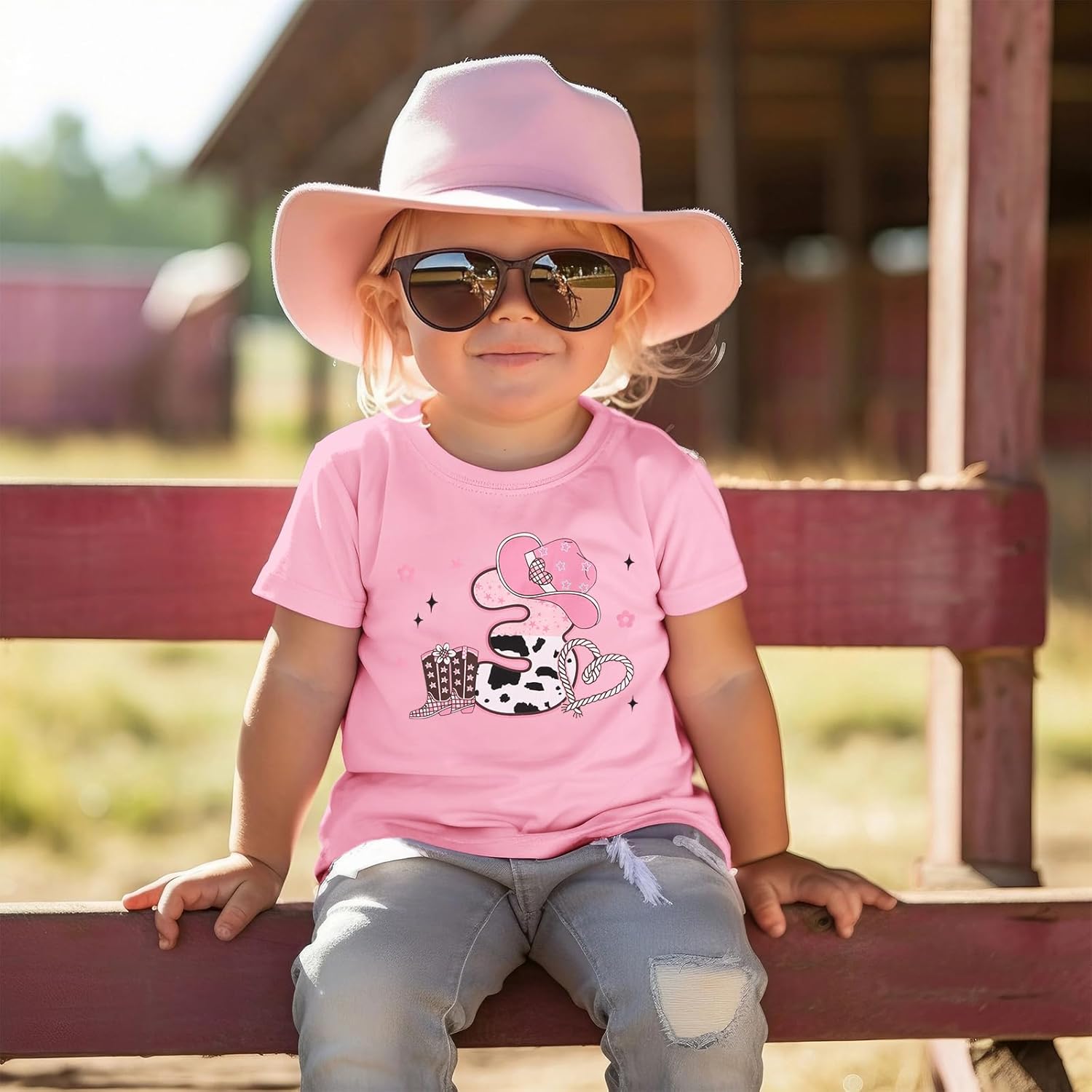 Toddler Girl Birthday Shirts Cowgirl Hat Birthday T-Shirt B-Day Party Outfit Western Retro Tees Cowgirls Summer Tops - Image 4