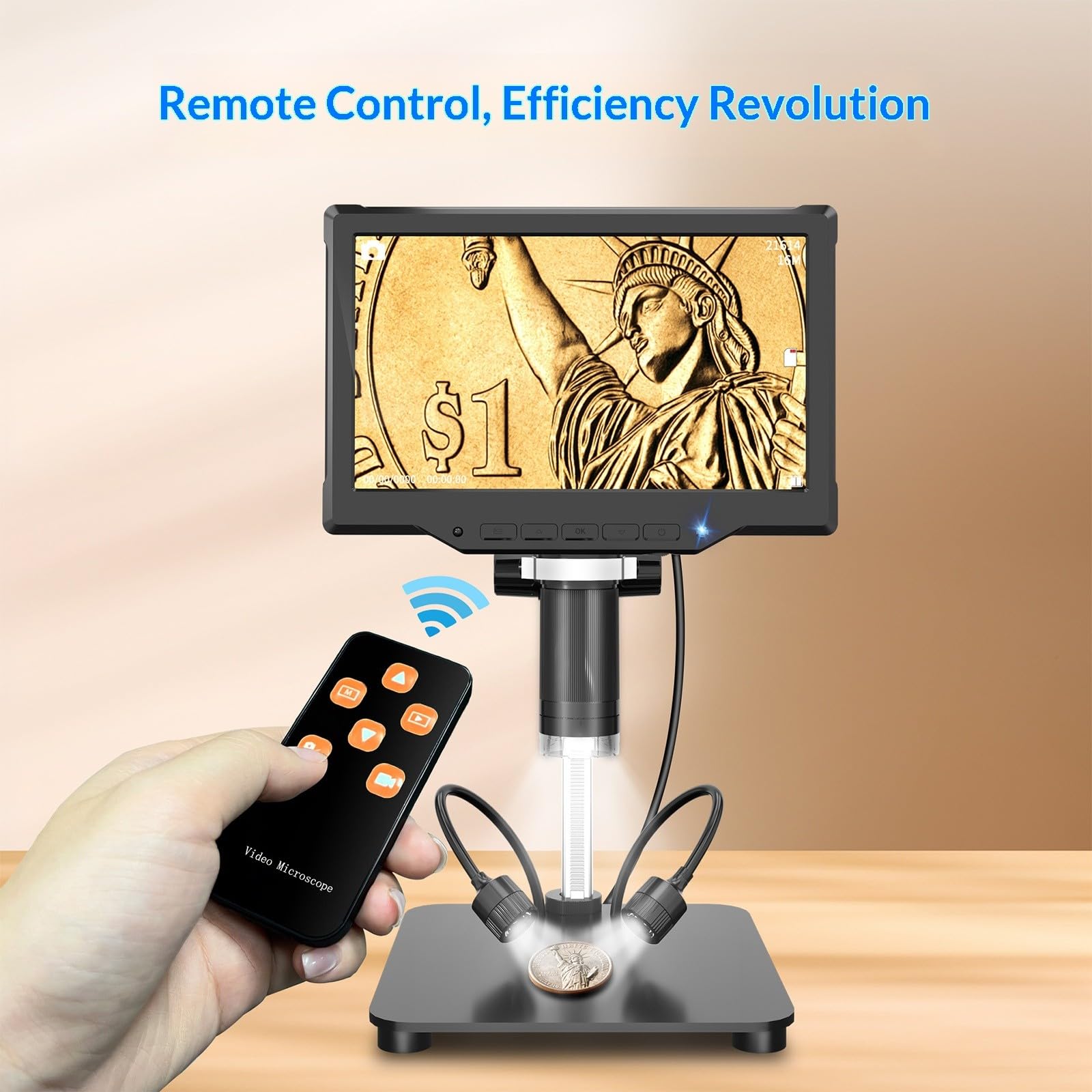 Microscopio digitale con display da 10,1 pollici ad alta definizione per immagini nitide ad ampio raggio e illuminazione integrata microscopio USB