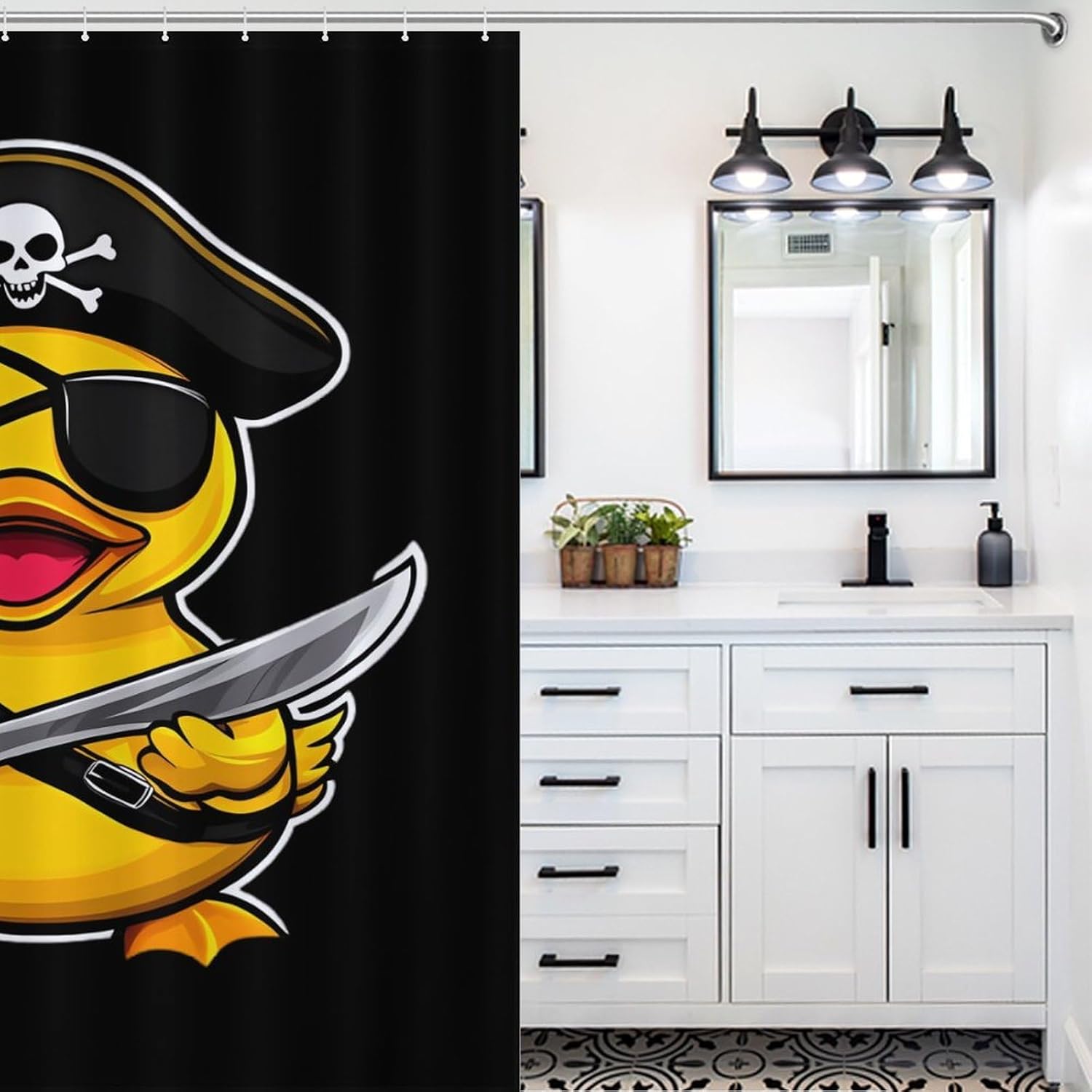 Yellow Rubber Duck Funny Shower Curtains Washable Bath Curtain Liner with Hooks for Bathroom Bath Tubs