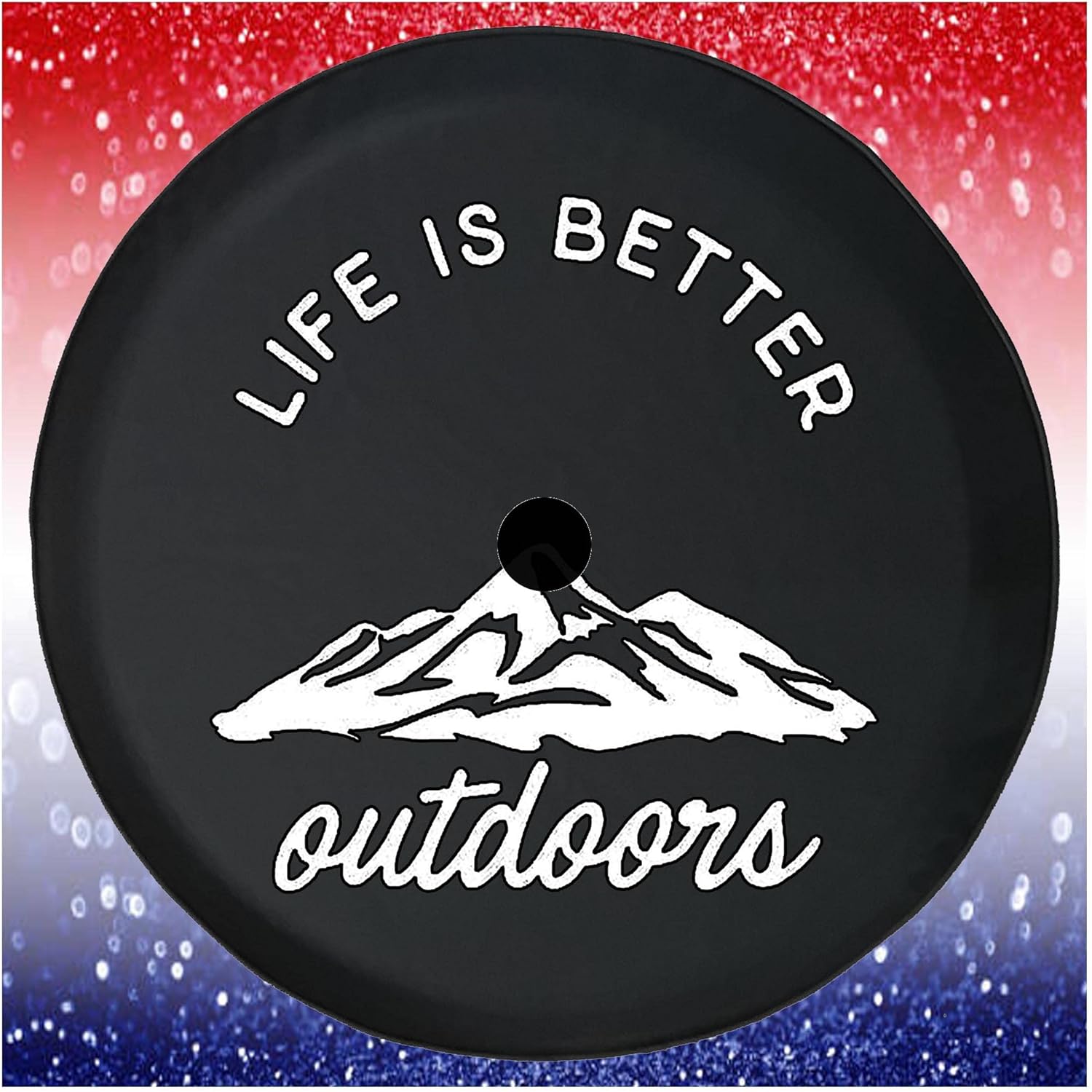 Spare Tire Cover Life is Better Outdoors Mountains Black Accessories for Trailers Trucks SUVs RV Campers 35 Inch