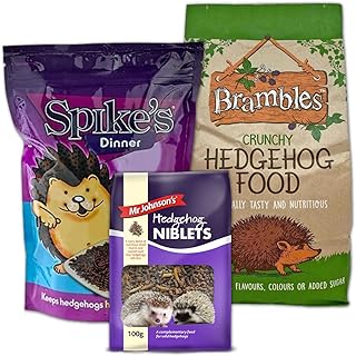 Hedgehog Food Bundle Containing Brambles Dry Hedgehog Food & Spikes Semi Moist Hedgehog Food Along With Mr Johnsons Hedgehog Niblets - Great Selection of Tasty and Nutritious Foods For Wild Hedgehogs