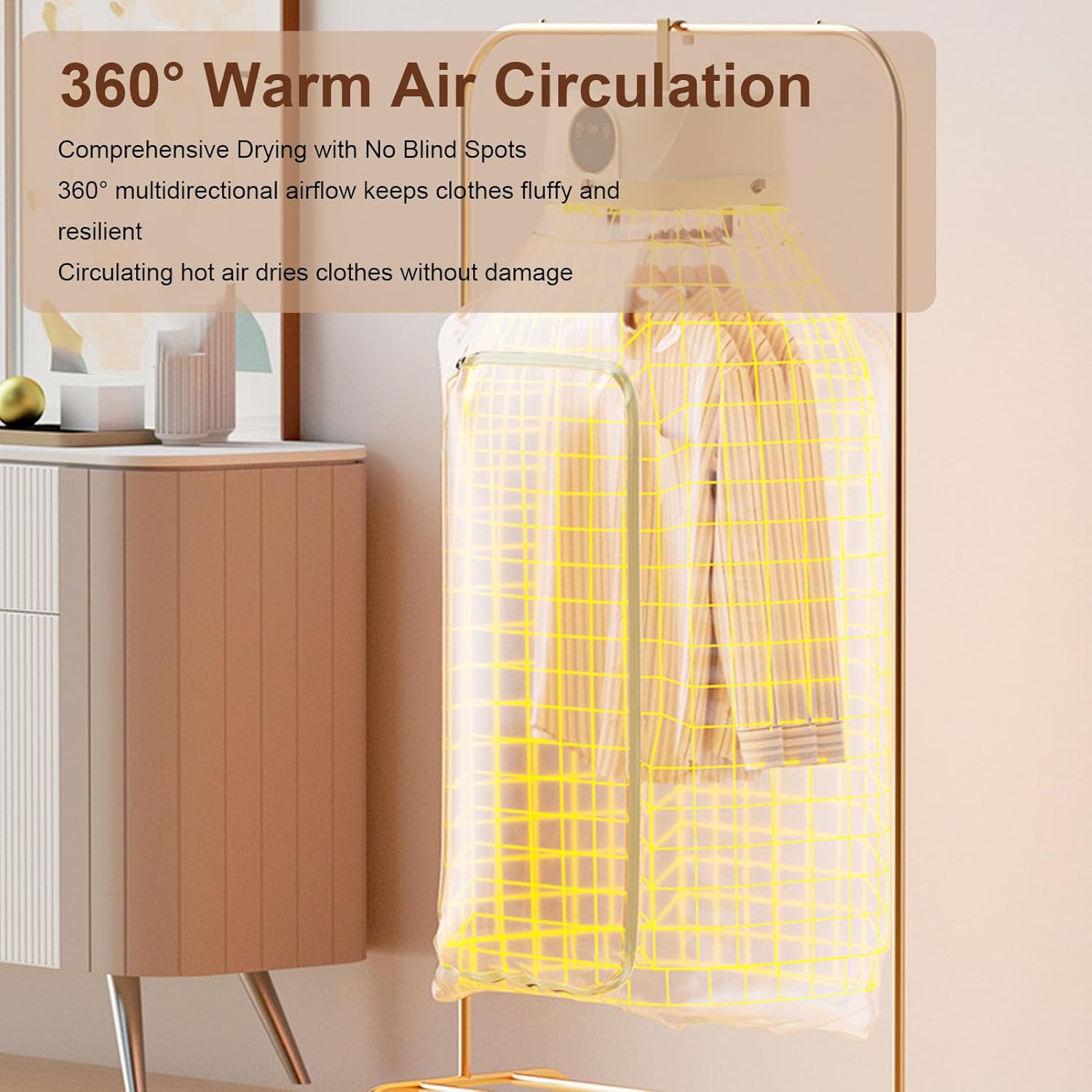 Diydeg Clothes Dryer, 360 Large Capacity Foldable Quick Mini Electric Laundry Dryer Machine with Dryer Bag, Portable Dryer for Apartment, RV, Travel, Home, Dorm Underwear (US Plug 110V)