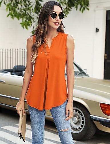 Miniatura 6 de Newchoice Camisetas sin mangas para mujer, cuello en V, sin mangas, para verano, holgadas, elegantes y casuales