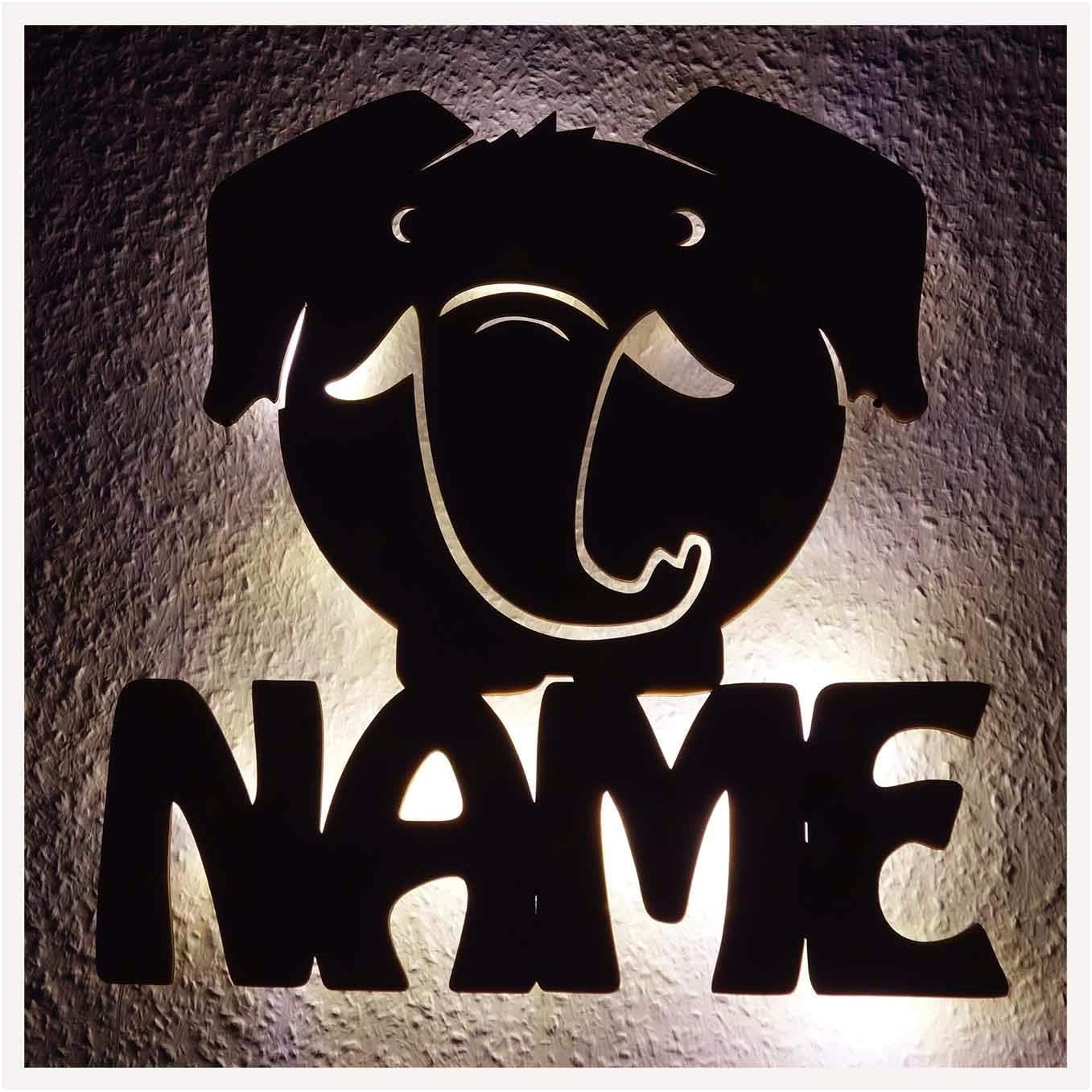 Elephant Lovers Gifts - Unique Decor Lamp LED Night Light Personalized with Name - Animal Lovers