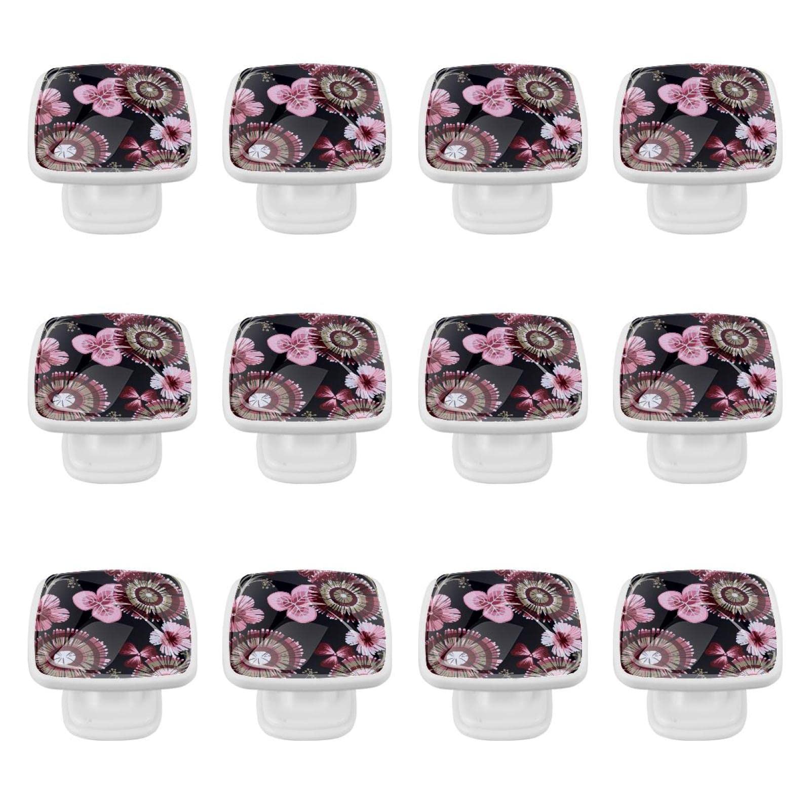 Boutons d'armoire finitions rétro et fleur sauvage violette | Set de 12 pièces haut de gamme
