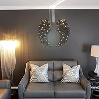 Vista 8 de 1 par de arte de pared de alas de ángel de metal con luces LED, alas de ángel 3D, decoración de pared para interiores, hogar, dormitorio, sala