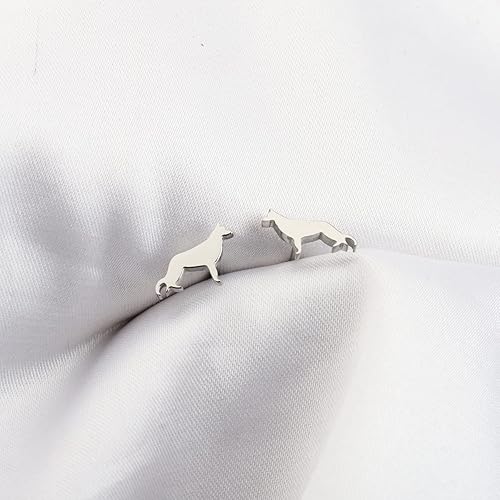 Miniatura 5 de OKEYCH Regalo para amantes del pastor alemán Pastor Alemán, aretes de perno de pastor alemán, joyería de pastor alemán para dueño, regalo para perro