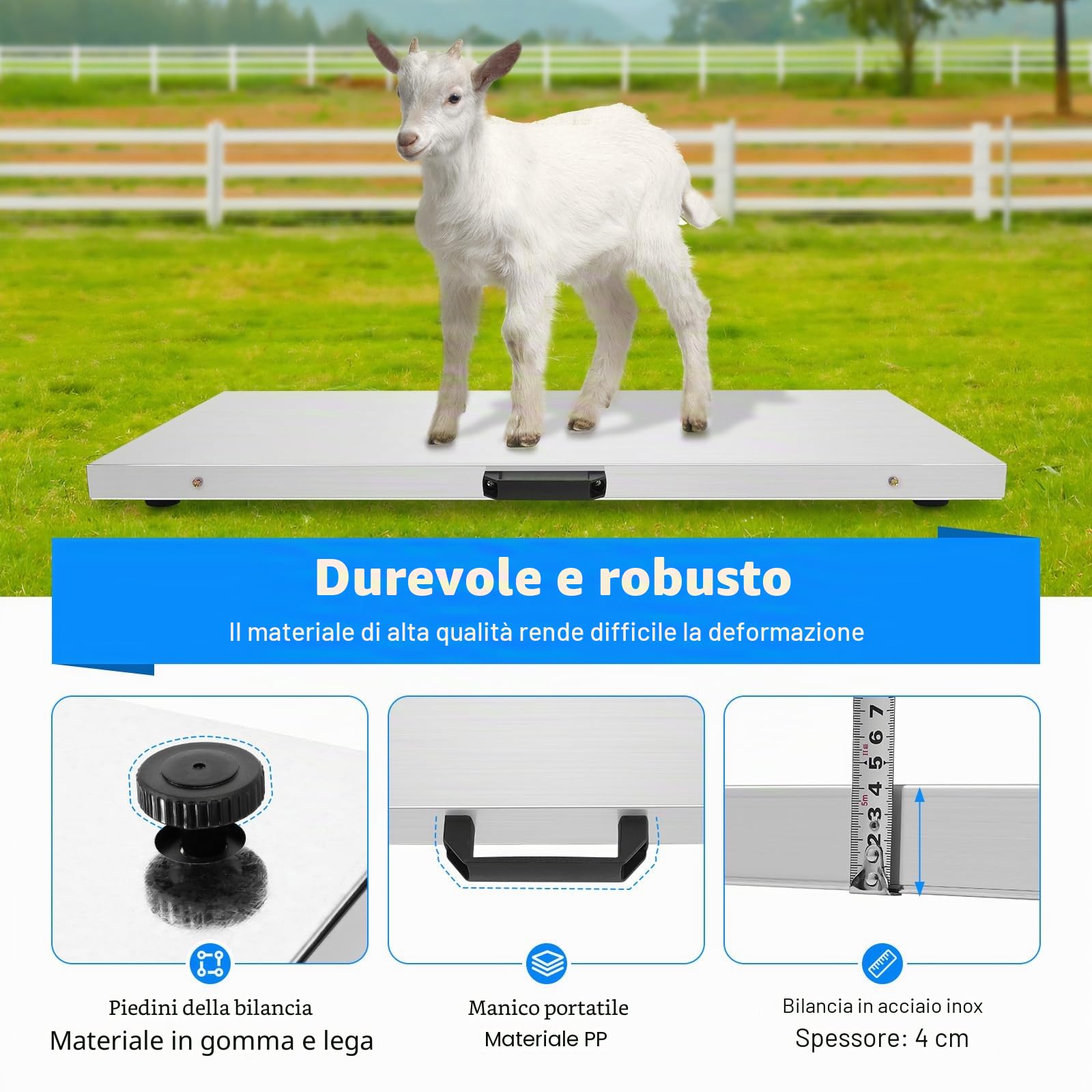 Bilancia veterinaria grande per animali domestici, 100 g, 300 kg, 103 x 53 cm, per cani di grossa taglia