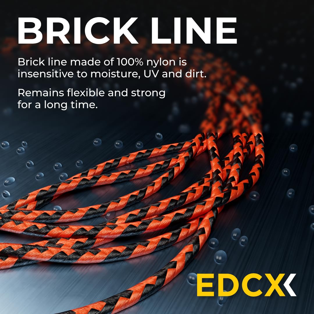 Filo da muratore ⌀1,7 mm | 50m, 100m e 300m | Nylon | Brick Line, Mason Line Level per Edilizia, Giardinaggio, Bricolage | Resistente agli strappi, resistente alle intemperie (Orange+Black, 50 m)
